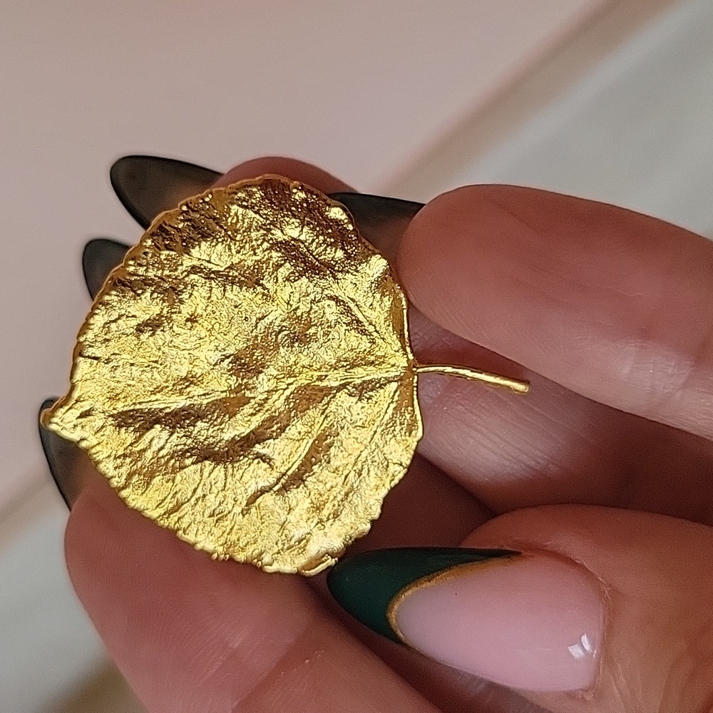 Gold-Tone Leaf Brooch Pin
